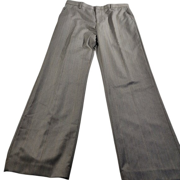 Banana Republic Pants Mens 35x32 Tag 34x32 Brown Pinstripe Poly Blend Tags - Picture 1 of 9